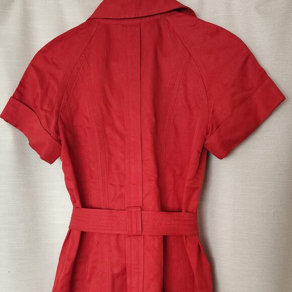 DIANE VON FURSTENBERG Safari Shirt Belted Utility Dress Silk Cotton Linen Pocket - Picture 8 of 9